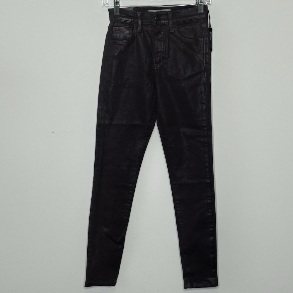 Joe's Jeans High Rise Skinny Ankle Jeans 23 Plum Coated Metallic Stretch Purple